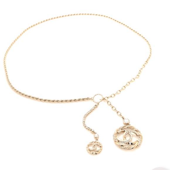 Crystal CC Fancy Chain Belt 85 34 Gold New - Picture 1 of 7
